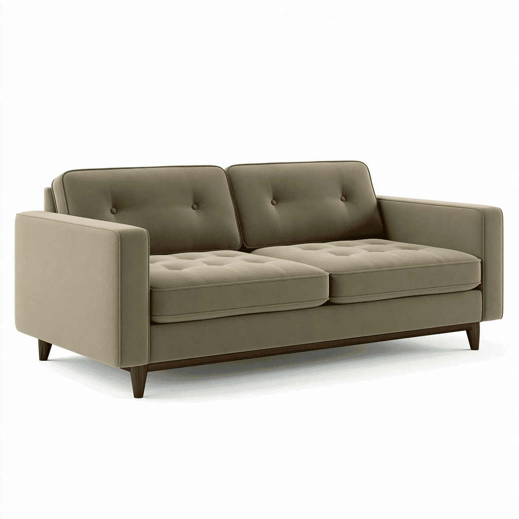 Canapé 2 places 180 x 85 x 82 cm en tissu vert kaki style moderne